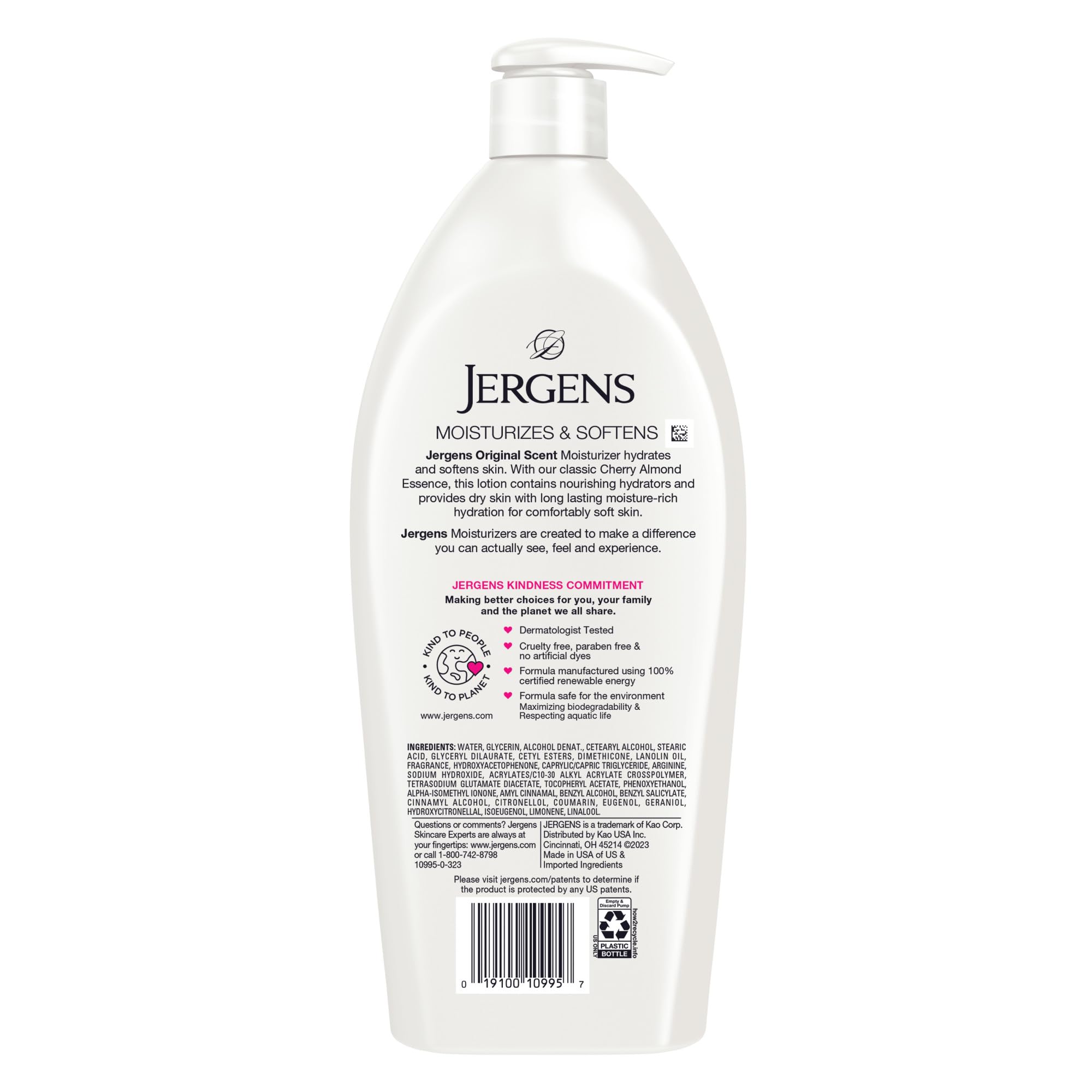 Jergens Cherry Almond Hand & Body Lotion, Dry Skin, 32 fl oz