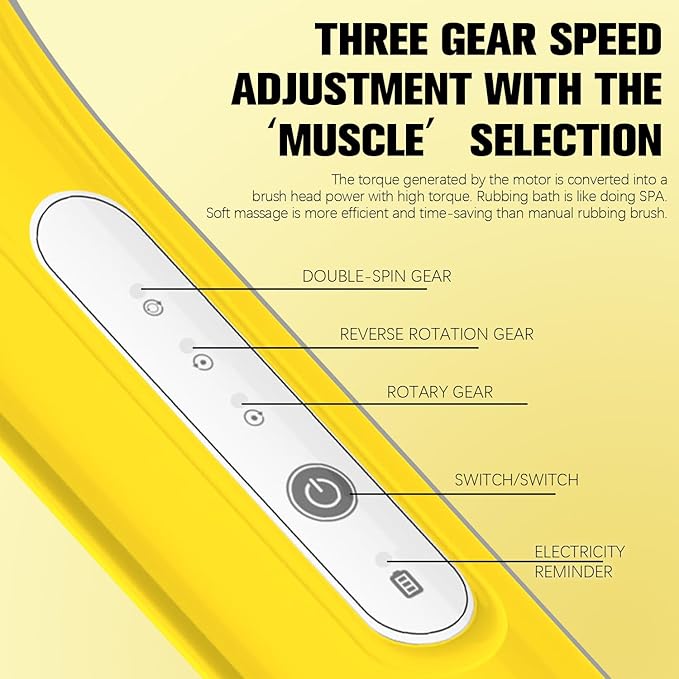 Electric Body Brush Set for Showering, Yellow
