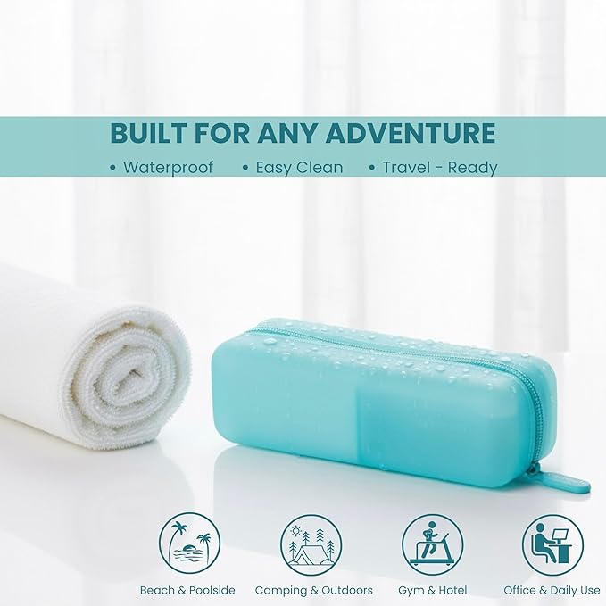 Cotton Pad Swab Travel Case, 2-in-1 Waterproof Organizer, VISFRESH (Blue)