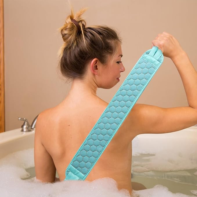 WOONEKY Bath Towel Back Rub Strips Long Straps Exfoliating Washcloth for Shower Bath