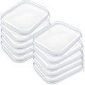 Sanwuta 10 Pcs Hard Zipper Case Clear Hard Pouches Plastic Zipper Pencil Portable Box Toy Storage Bins Plastic Container for Travel Toiletry Office Cosmetic Block Puzzle Organizer (M,Clear)