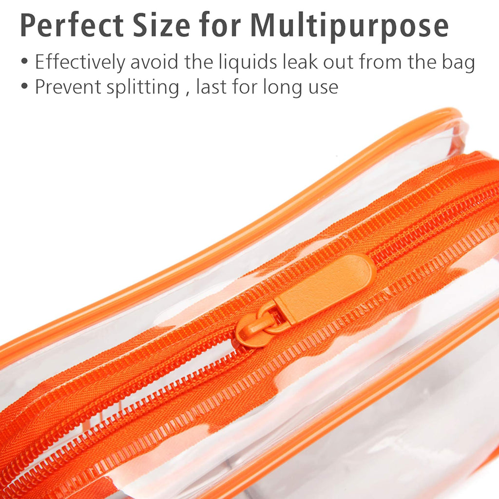 PACKISM Clear Makeup Bag with Zipper - TSA Approved Toiletry Bag, Orange