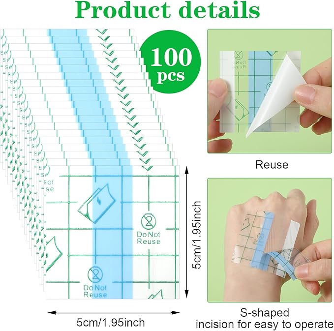 Qianyu 100 Pieces Makeup Hand Palette Single Use Makeup Mixing Palette Professional Makeup Artist Must Haves Disposable Transparent Waterproof Cosmetic Tray Adhesive Tape for Women and Girls