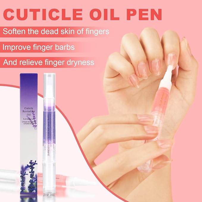 Meschett 3PCS Nail Cuticle Oil Pens with Nail File, Natural Cuticle Oil for Nail Care, Moisturizing Nail Oil for Dry Nails & Cuticles (Lavender & Watermelon & Osmanthus flowers Flavor)