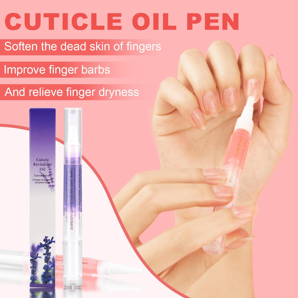 Meschett 3PCS Nail Cuticle Oil Pens with Nail File, Natural Cuticle Oil for Nail Care, Moisturizing Nail Oil for Dry Nails & Cuticles (Lavender & Watermelon & Osmanthus flowers Flavor)