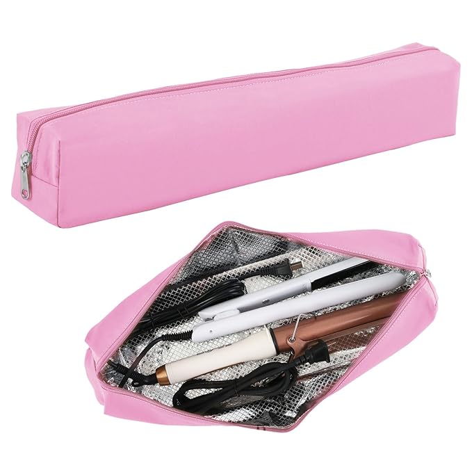 Suafrnut Professional Hot Hair Tools Organizer Bag Portable Travel Heat Resistant Storage Case Pouch for Curling Irons, Flat Irons, Hair Straightener and Styling Tools(17.7" x 3.2"x 3.2")