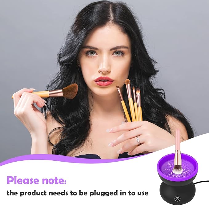 Luxiv Electric Makeup Brush Cleaner, Automatic Brush Washer Machine, Purple