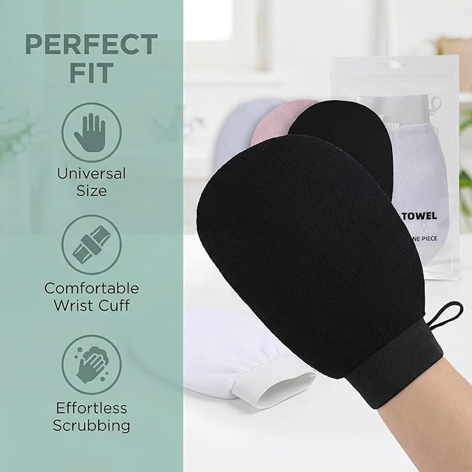 Deep Exfoliating Body Mitt - Style Scrub Glove for Dead Skin, Dry Skin & Self Tan Removal - Ideal for Bumpy Skin, KP Treatment & Shower Care 3pcs