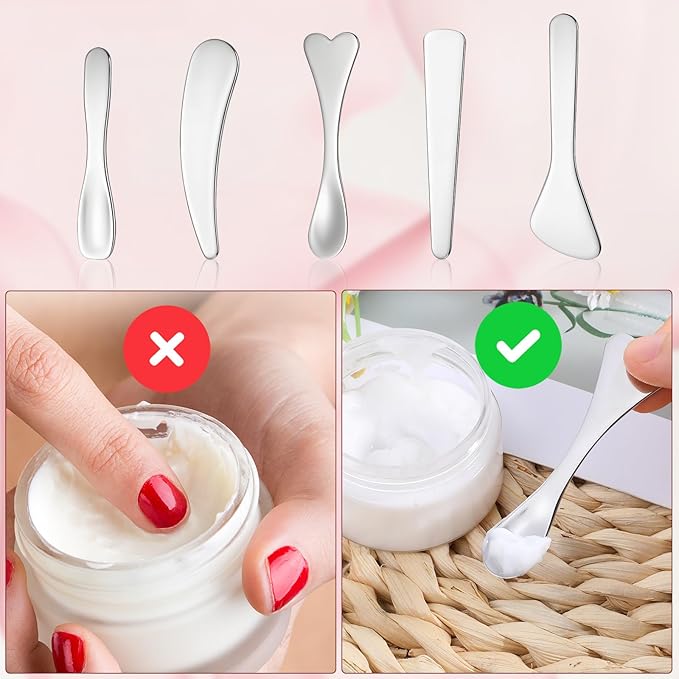 5pcs Stainless Steel Cream Spoon Mini Metal Makeup Spatula