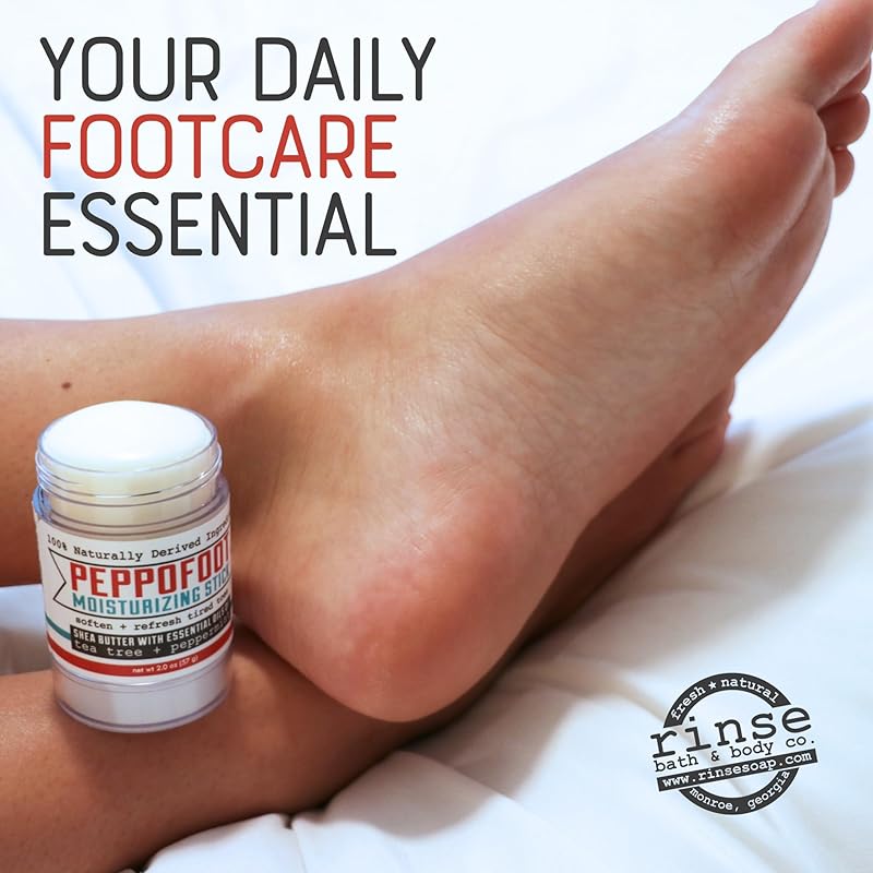 Rinse Bath & Body Peppofoot Heel Balm Stick Concentrated Cracked Heel Treatment, Shea Butter, Peppermint, Tea Tree & Menthol, 2 oz Foot Balm