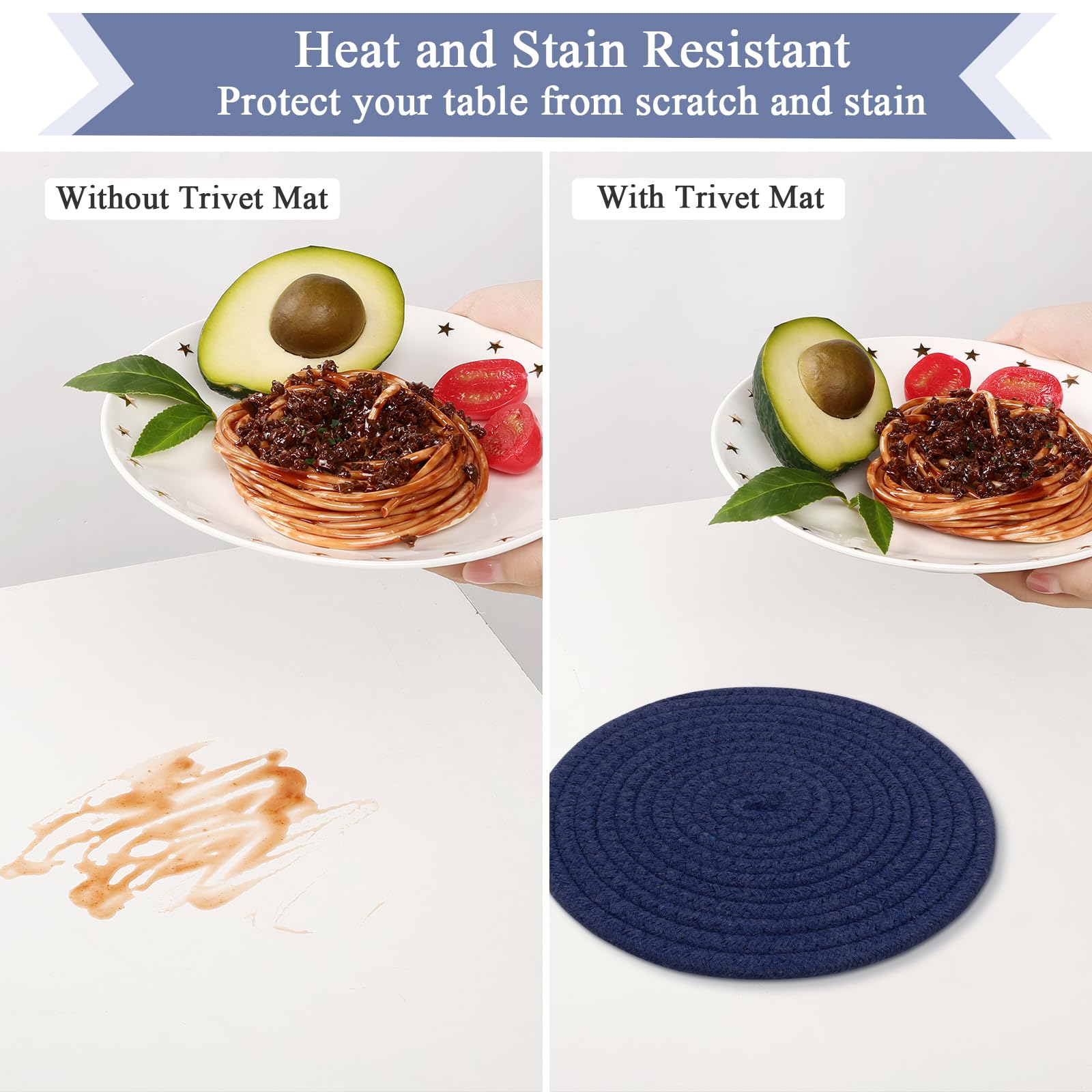 SHACOS 8 Inches Trivets for Hot Dishes, 4 Pieces Cotton Trivets Mats