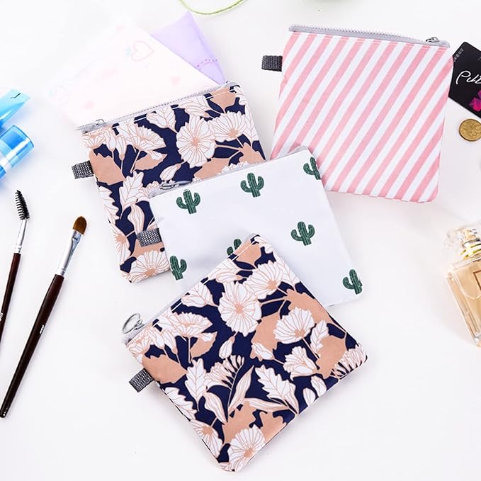 Tuciyke Sanitary Napkin Storage Bag,Menstrual Cup Pouch,9 Pack Portable Sanitary Napkin Pads Storage Bags Feminine Menstruation First Period Bag for Teen Women Ladies