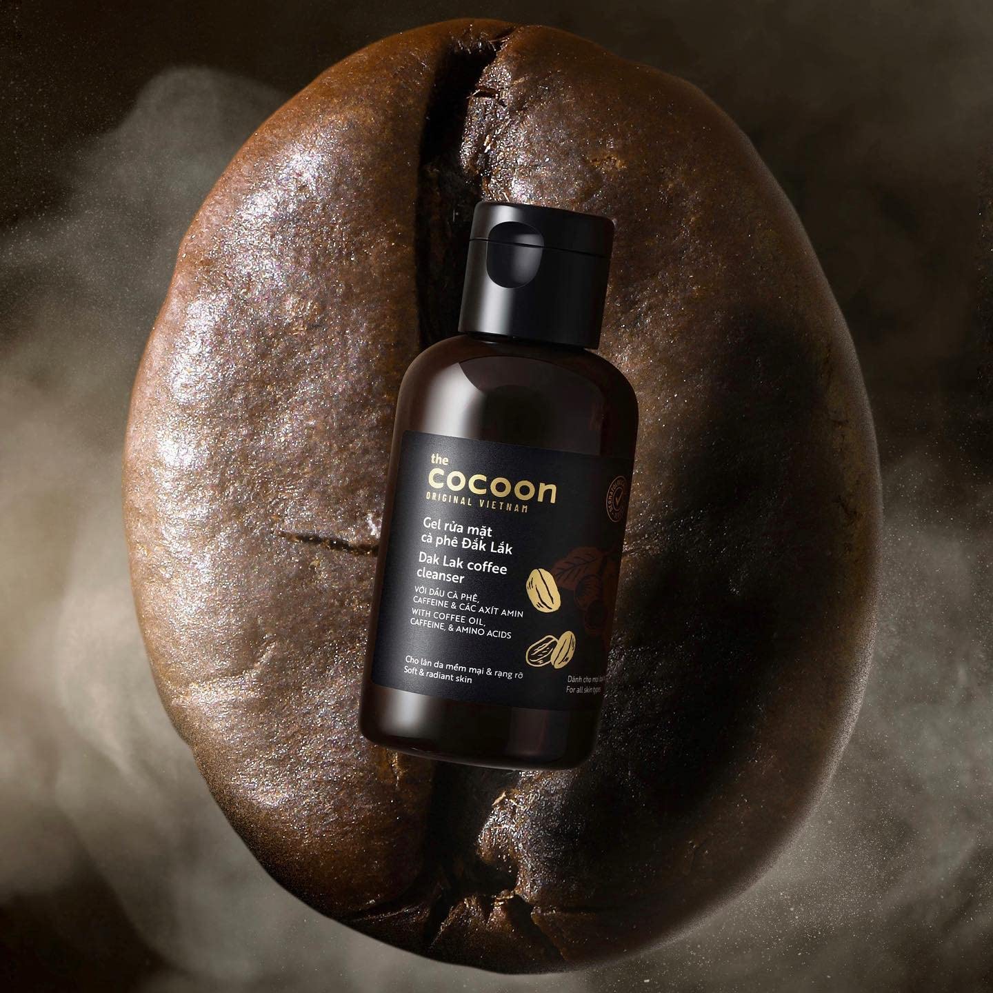 Cocoon Dak Lak Coffee Face Wash and Facial Cleanser, Low pH Gentle Daily Cleanser with Antioxidants for All Skin Types, Vegan Makeup Removing Face Wash, 4.73 fl oz