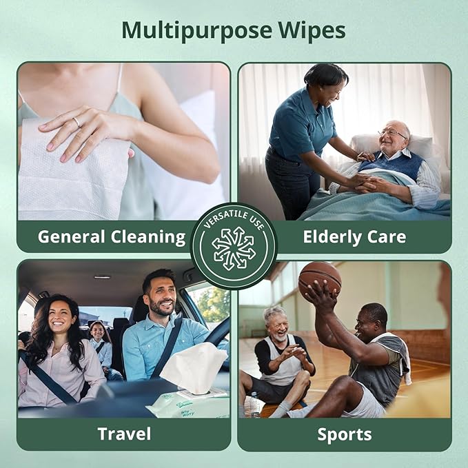 WhyWorry Extra Large Wet Wipes for Adults, 8" x 12", Unscented, 660 Count