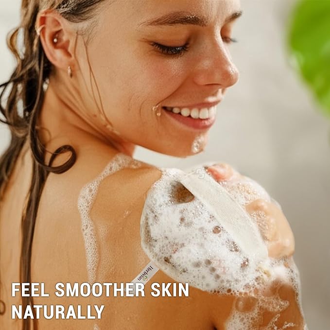 Herbvian Vietnamese Natural Loofah Exfoliating Body Scrubber Pads, 100% Plant-Based Shower Luffa Sponge, Bath Loofah for Women Men (3, Oval 6.5"x4.9")