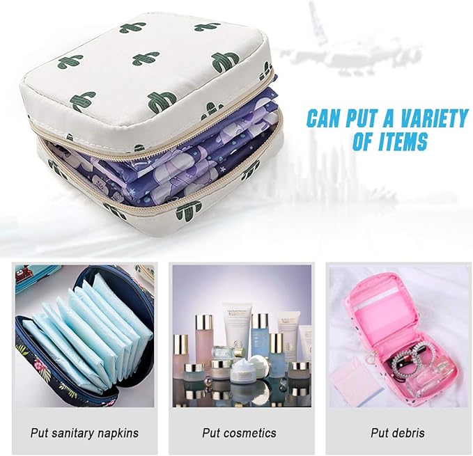 Tuciyke Sanitary Napkin Storage Bag,Menstrual Cup Pouch,Nylon Portable Sanitary Napkin Pads Storage Bags Feminine Menstruation First Period Bag for Teen Girls Women Ladies(2 Pack)