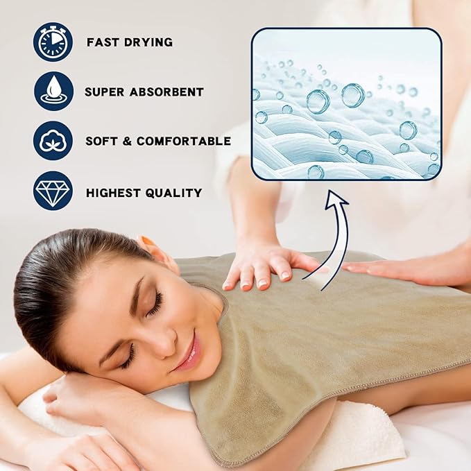 SINLAND Microfiber Esthetician Towels for Facials Mask Removing Face Wrap Soft Facial Cloth with Split Design Spa Towels for Facial Steam Massage and Cleansing 20x15.7inch