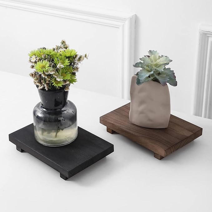 Wood Bathroom Tray Farmhouse Decor Kitchen Soap Holder, 9"x6" Black