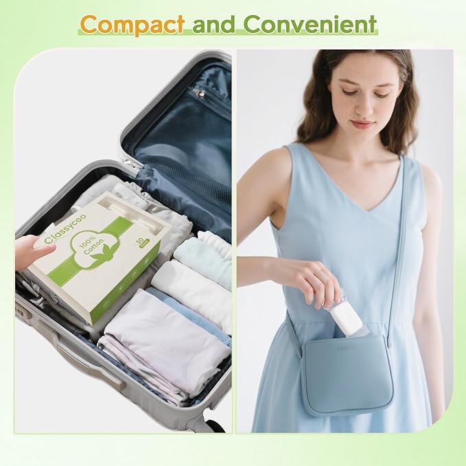 Classycoo Compressed Towel- Pure Cotton Disposable Face Towel, Mini Ultra-Soft Coin Portable Tissue Cleansing Camping Tablet for Travel, Hiking, Beauty, Sport, Hand Cloths, Outdoor,Green