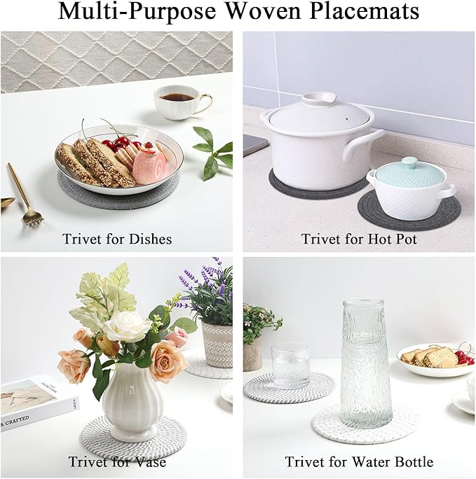 SHACOS 8 Inches Trivets for Hot Dishes, 4 Pieces Cotton Trivets Mats