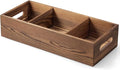 14 Inch Wood Bathroom Basket with Removable Dividers - 3 Comparments Wooden Toilet Paper Basket with Handle for Back of Toilet Tank Topper - Storage Organizer for Bathroom Kitchen Pantry Organization