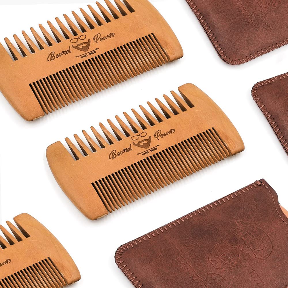 Menesia 3-Piece Beard Combs for Men with Travel Case