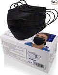 MSAAEX 50 Pcs Disposable 4-ply Non-woven Face Mask, Black Masks