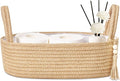 ABenkle Small Storage Basket, Jute Rope Woven Toilet Paper Tray Organizer for Toilet Tank Top, Boho Bathroom Decor Holder for Shelf Bedroom Living Room -13x6x4 Inches