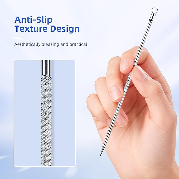 Shelvestar 7 PCS Pimple Popper Tool Kit, Blackhead Extractor Silver