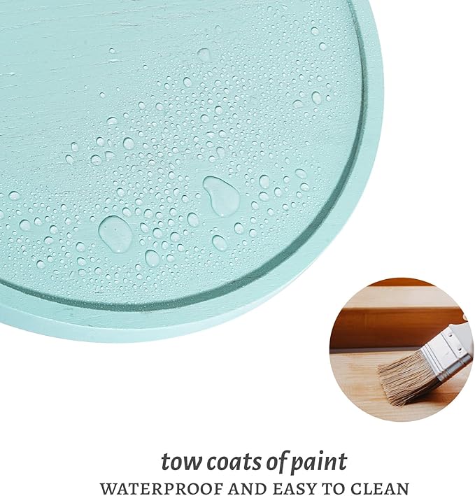 Round Decorative Tray Farmhouse Kitchen Decor Soap Dish, 12" Light Blue