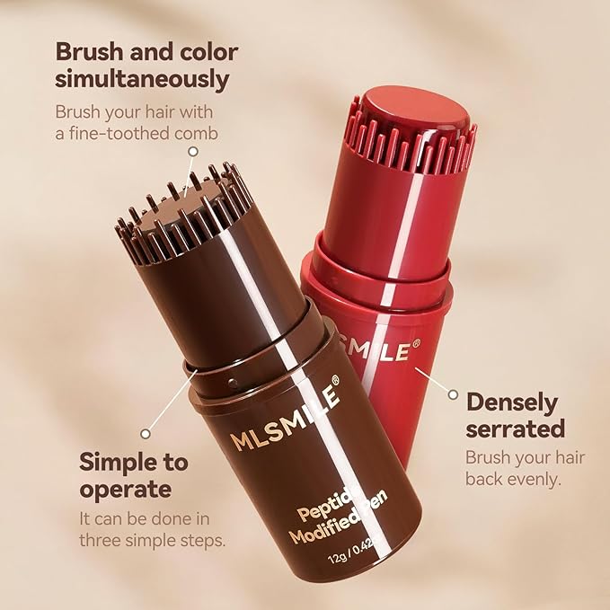 2-in-1 Hair Dye Comb for Women, Waterproof and Sweat-Proof Temporary Hair Dye Brush & Color Stick, Gray Roots Cover Touch Up Correction Stick for Unisex (Black)