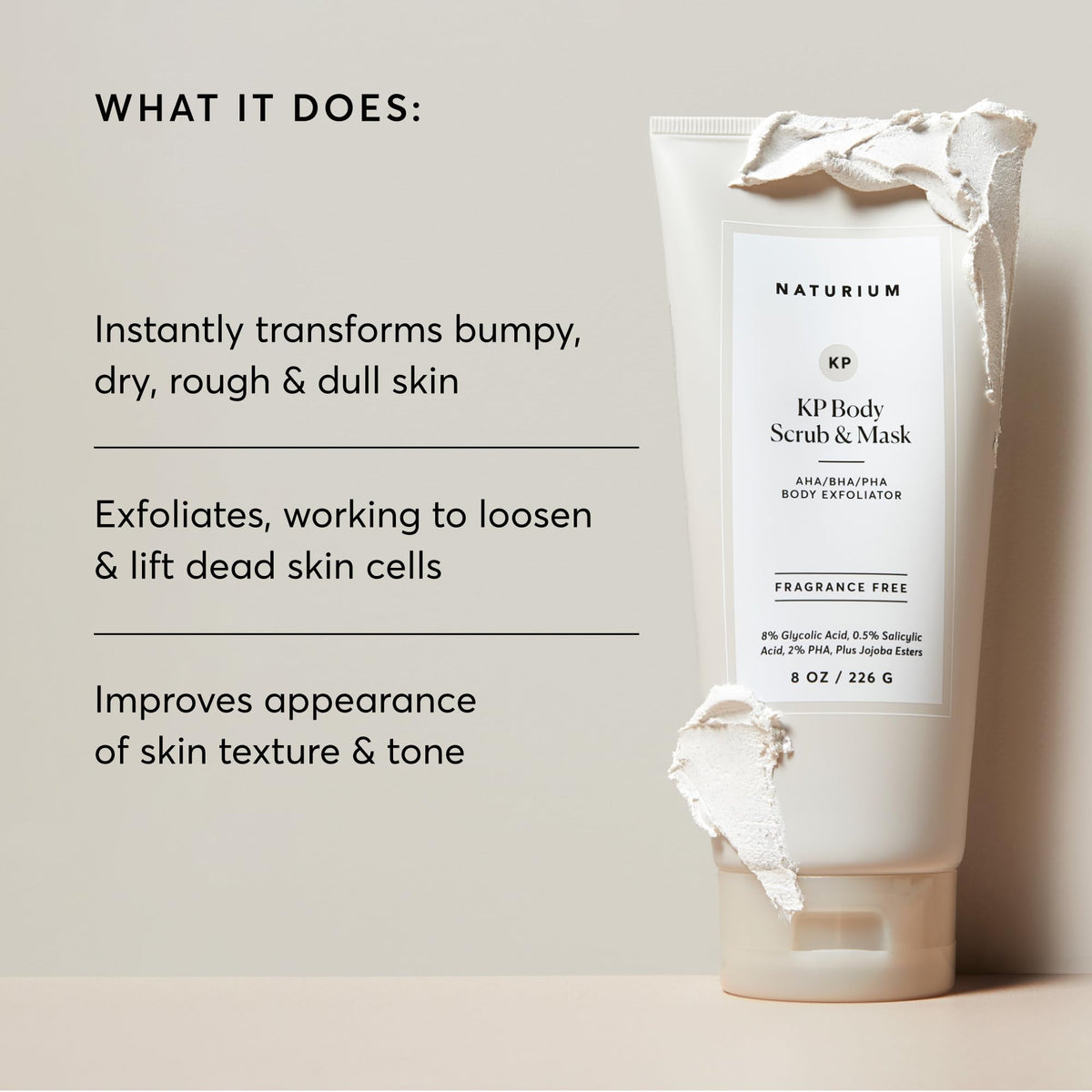 Naturium KP Body Scrub & Mask, AHA BHA PHA Exfoliant with Pumice, 8 oz