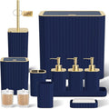 InnJoey Bathroom Accessory Set - Bathroom Set, 12PC Bathroom Accessories Set, Navy Blue Bathroom Accessories Set, Mini Trash Can, Toilet Brush, Trash Can & Soap Dispenser