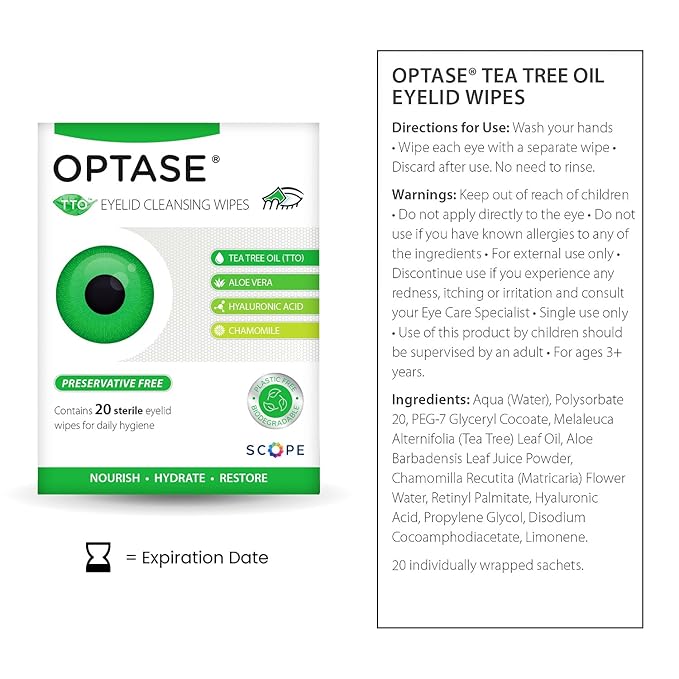 OPTASE® TTO Eyelid Cleansing Wipes, 20 Count