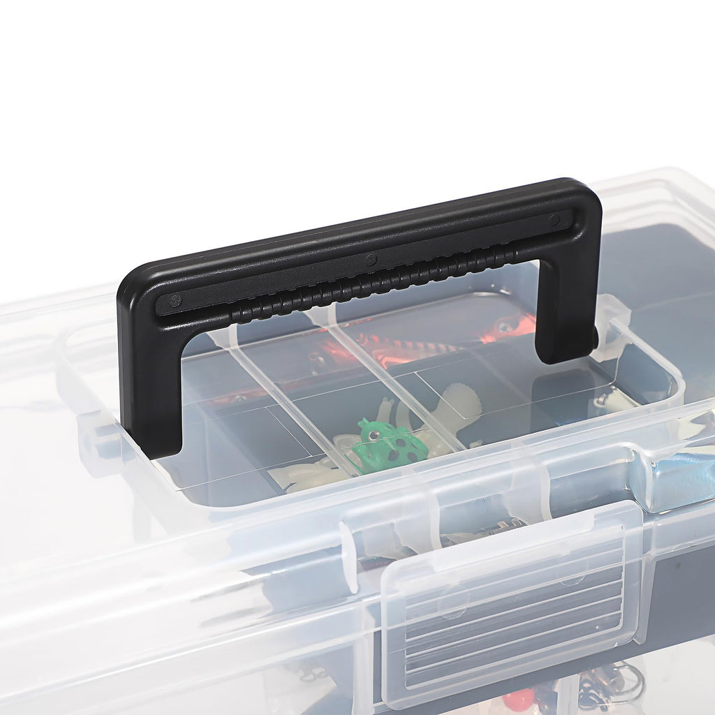 JUXYES Clear Art Craft Supply Storage Bin Sewing Box With Handle Lid