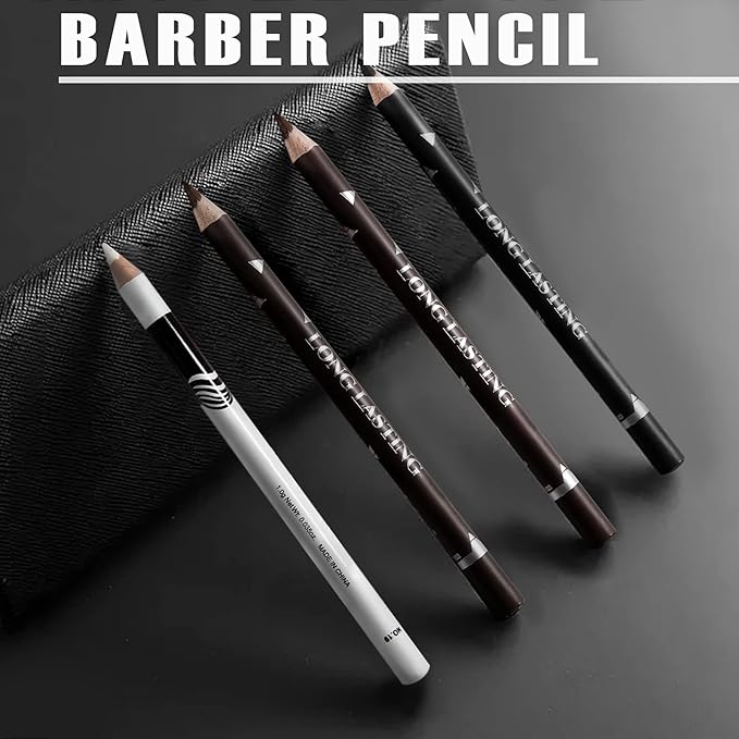 NewBang 12PCS Barber Pencil Hairline Outliner with Sharpener, Hairline & Beard Shaping Pencils for Men & Women (Black, White, Dark Brown, Light Brown)