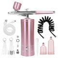 Airbrush Kit Air Brush Kit With Air Compressor Nail Charms Wireless Air Brush for Barber, Nail Art, Makeup, Model Painting (Pink - with extension tube)
