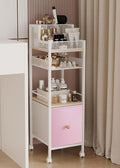 Floor Makeup Organizer Cart, Makeup and Skincare Organizer with Drawers, Bathroom Vanity Organizer, Cosmetics Display Cases Holder for Skin Care Nail Polish Perfume Makeup Brush (Pink)