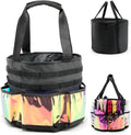 Hairstylist Travel Bag, with Dust Cover, 11L Large Capacity, Heat-Resistant Interior, Iridescent Pockets, 24 Hook-and-loop Slots, Top Drawstring, Makeup & Pet Grooming Supplies Organizer