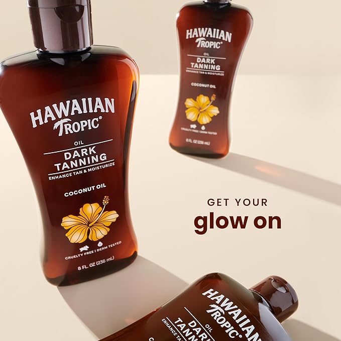 Hawaiian Tropic Dark Tanning Oil, 8 Fl Oz | Moisturizing Body Oil with Cocoa Butter, Tan Enhancer, 8 Fl Oz each Twin Pack