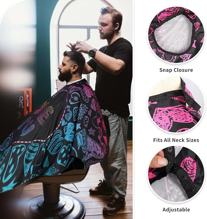 YELEGI Professional Hair Cutting Cape(2Pcs), Salon Barber Cape with Adjustable Snap Closure, Waterproof Hair Dye Color Cape Hair dressing stylist apron (Music Notation & Love)