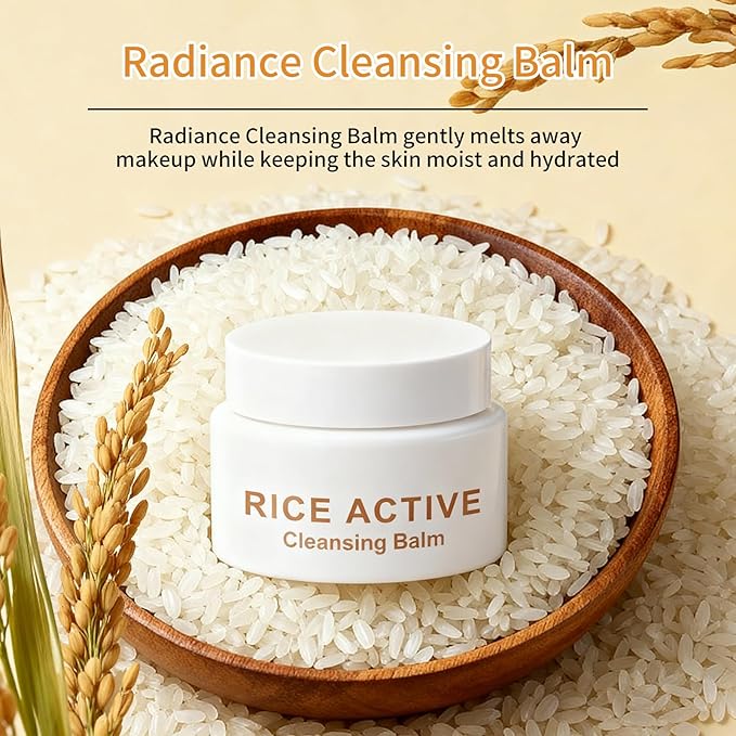 OUPEICHARM Makeup Remover Cleansing Balm, Deep Cleansing Remover Melting Balm, Hydrating Facial Cleanser with Rice, Melt Stubborn Waterproof Make Up, Mascara, Lips, Face, Eye Liner - Vegan Skincare