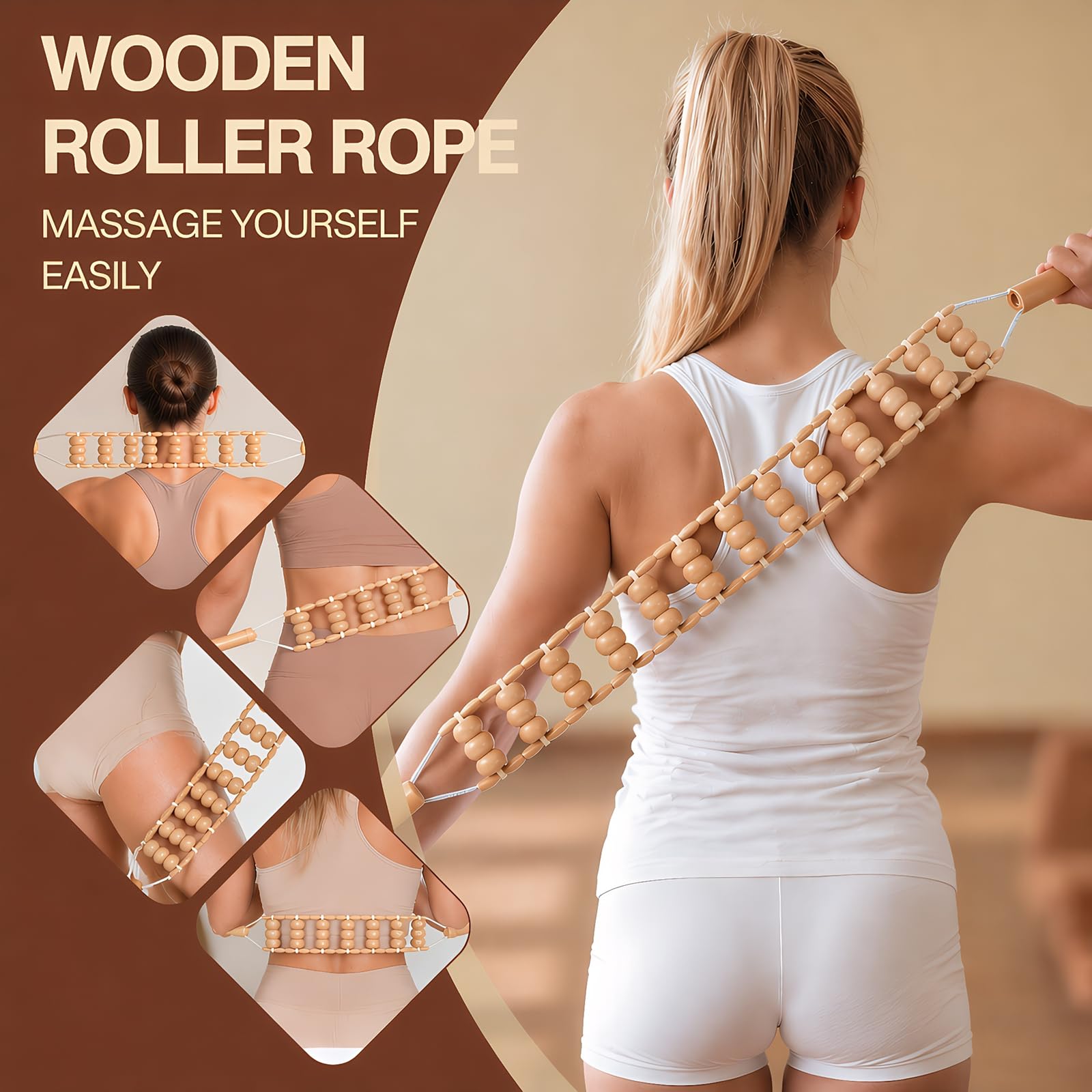 Toyven 3Pcs Wood Therapy Massage Tools Set for Body Sculpting