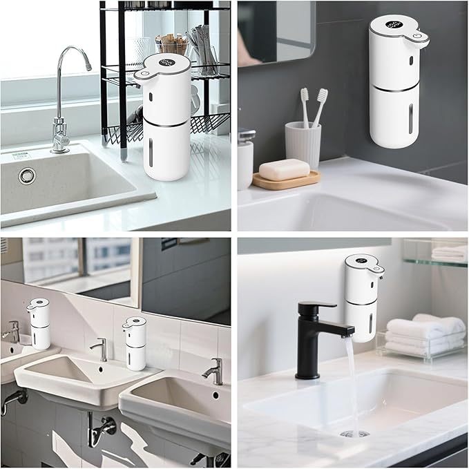 Automatic Liquid Soap Dispenser Touchless, USB Rechargeable Smart Hand Soap Dispenser, 6-Level Adjustable, 12.8oz/380mL Wall Mounted for Bathroom Kitchen Accessories Dish Soap-White