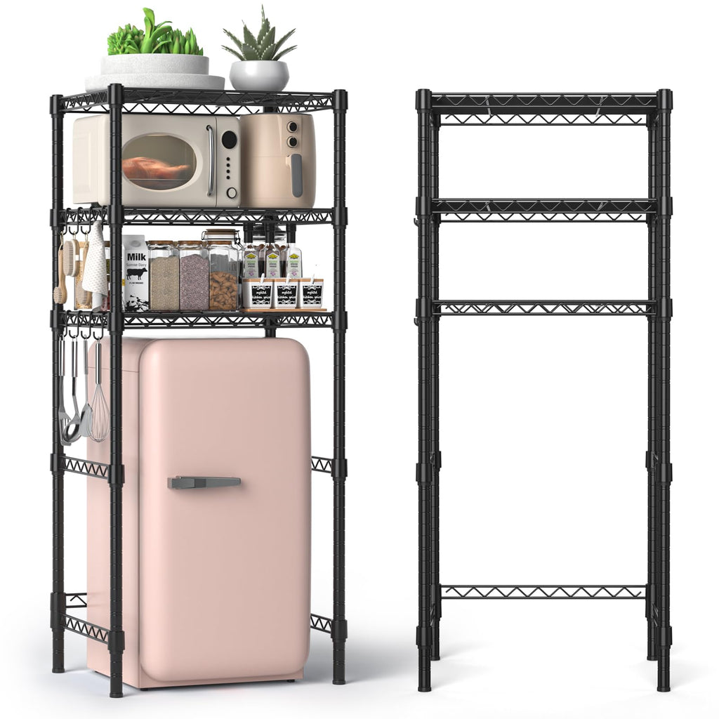 Hodonas Adjustable Mini Fridge Stand, Black, 26.58" W x 20.28" D x 65.56" H