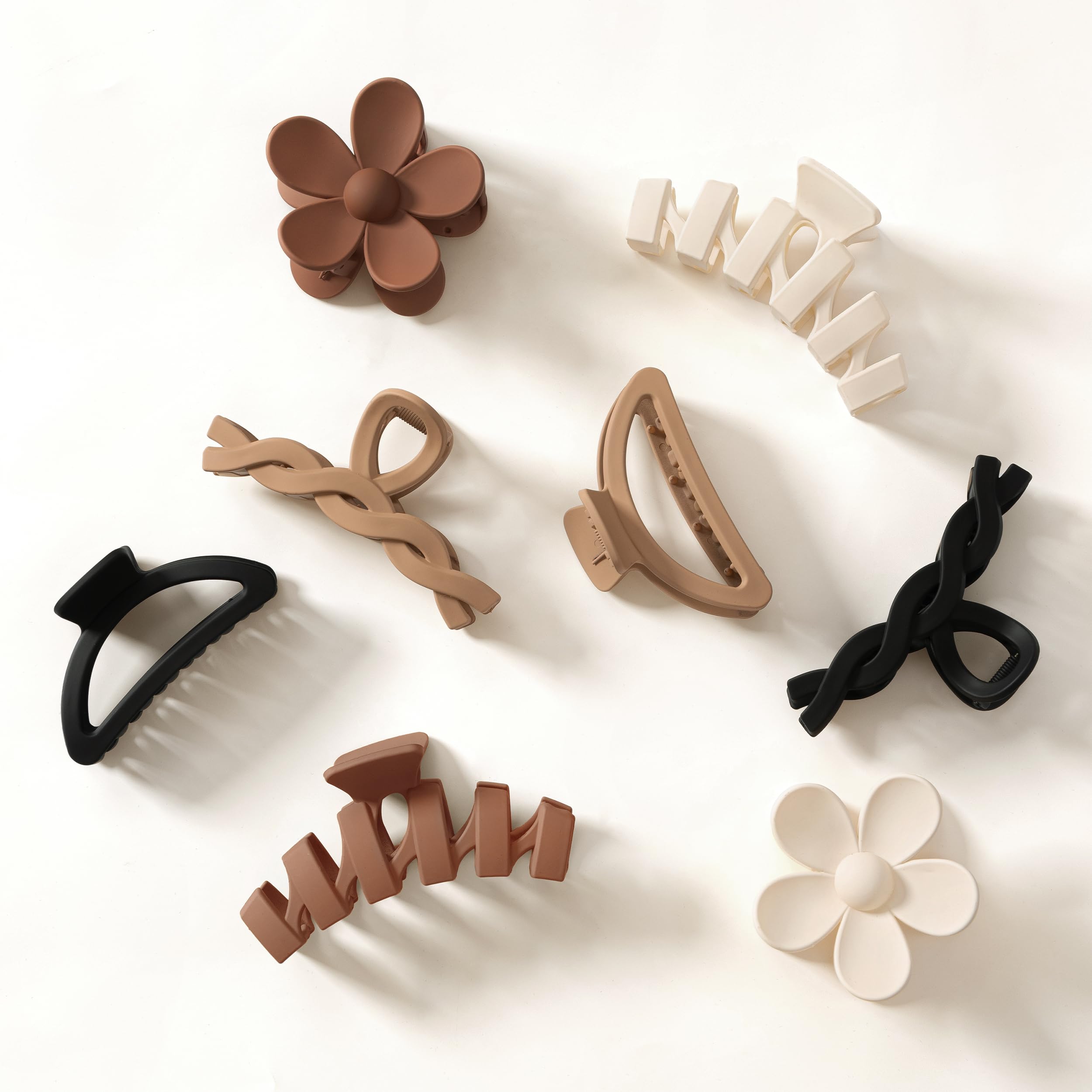 Sunolga 8PCS Hair Clips for Women, Flower Claw Clips for Thick Hair, Non-Slip Hair Accessories with Multi-Styles, Gradient Color Hair Clips and Variety Pack, Ideal for Girls