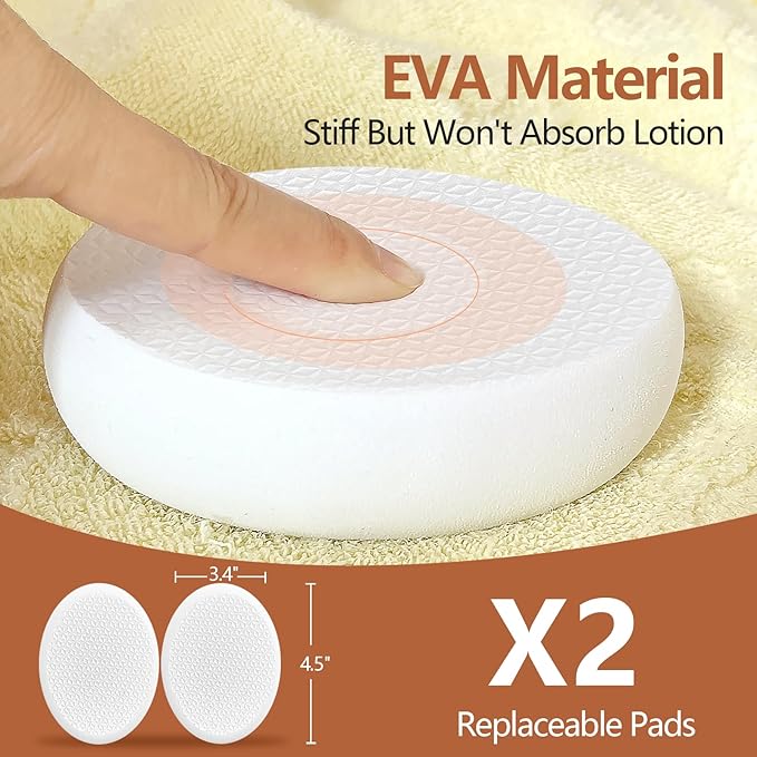 Svarvns Lotion Applicator for Back and Feet with 2 Replaceable Pads, 17" Back Lotion Applicator for Women, Elderly Apply to Lotion, Suncreen, Cream Medicine, White