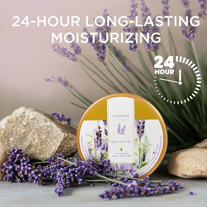 Princess Belle Lavender Body Butter for Women and Men Dry Skin, Shea Body Butter for Body Moisturizer, Smell Goods, Deep Moisturizing and Softening-200ml(6.8 floz)