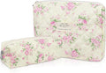 Gosect 2PC Makeup Bag Set, Cute Cosmetic Bag for Women Girls, Floral Coquette Aesthetic Toiletry Bag, Travel Make Up Organizer Bag (Pink Flower)