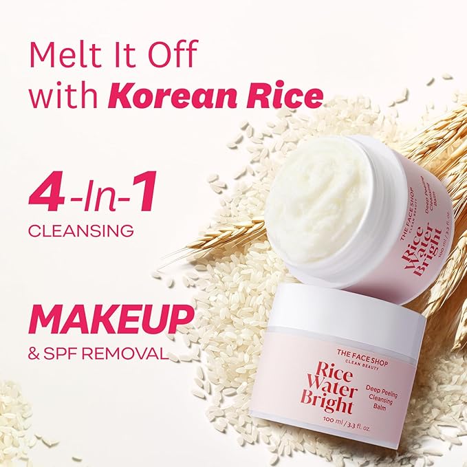The Face Shop Rice Water Bright Cleansing Balm, Makeup Remover, 3.3 fl oz